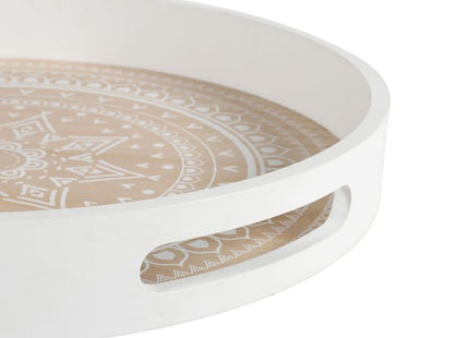 Bandeja redonda "Mandala" MDF natural D35cm - 32113