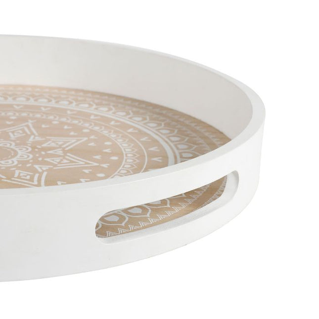 Bandeja redonda "Mandala" MDF natural D35cm - 32113