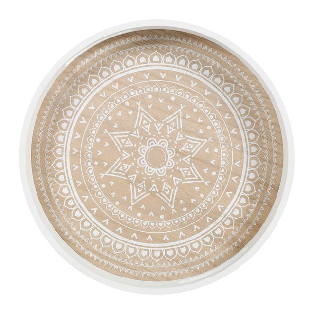 Bandeja redonda "Mandala" MDF natural D35cm - 32113