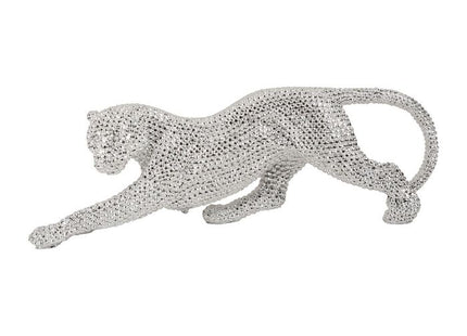 Leopardo de resina plateada "Diams" A14cm - 32649