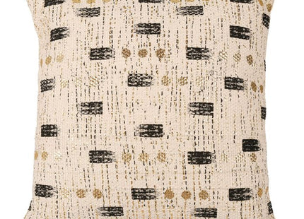 Almohada cuadrado "Fauve" blanco, negro y dorado 45x45cm - 32819