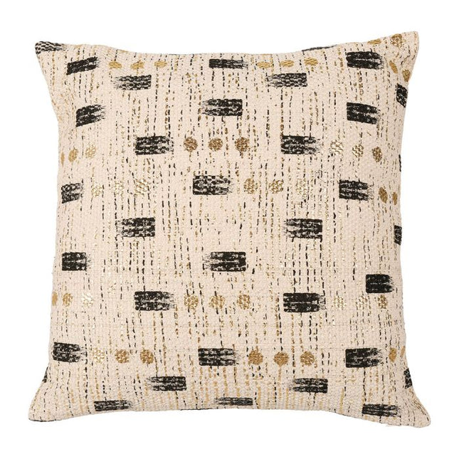 Almohada cuadrado "Fauve" blanco, negro y dorado 45x45cm - 32819