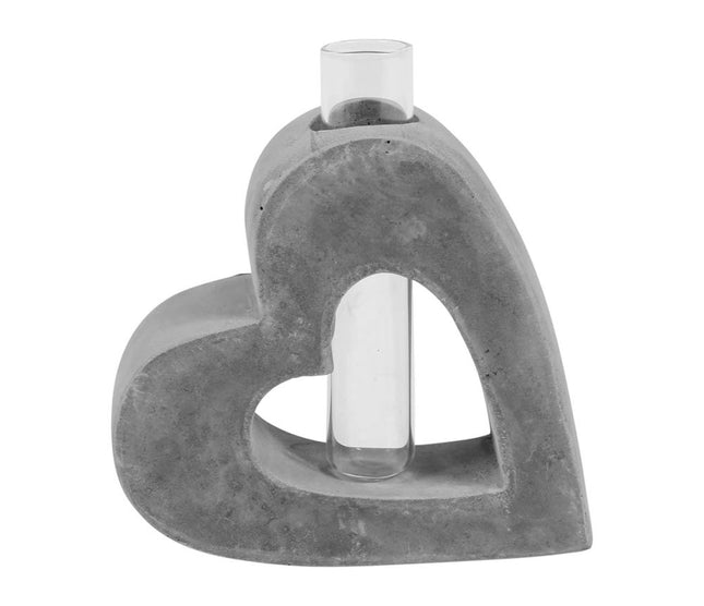 Tubo de vidrio soliflore de cemento con forma de corazón decorativo - 33222
