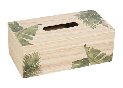 Caja de pañuelos "Palmes" color natural y verde  - 33318