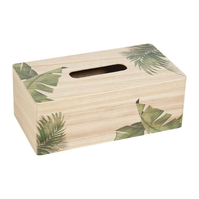 Caja de pañuelos "Palmes" color natural y verde  - 33318