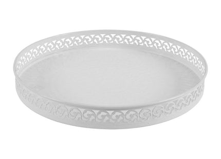 Bandeja redonda de metal blanco D31cm - 33815