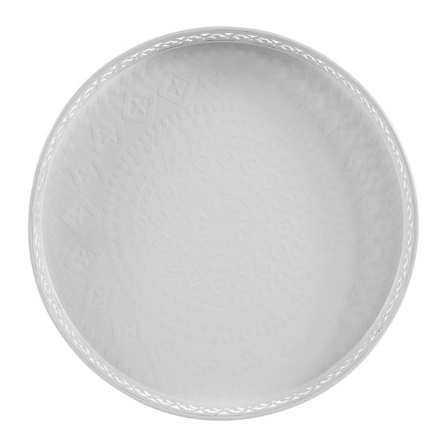 Bandeja redonda de metal blanco D31cm - 33815