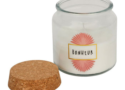 Vela perfumada "Bonheur" en pote de vidrio y tapa de corcho - 34030