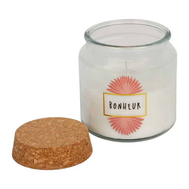 Vela perfumada "Bonheur" en pote de vidrio y tapa de corcho - 34030