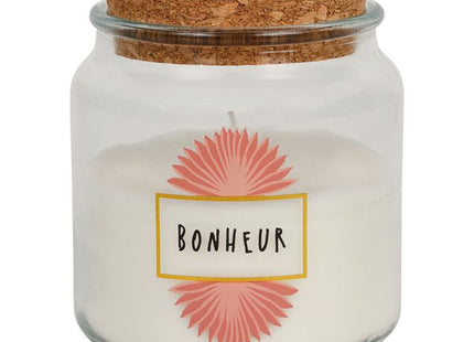 Vela perfumada "Bonheur" en pote de vidrio y tapa de corcho - 34030