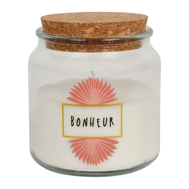 Vela perfumada "Bonheur" en pote de vidrio y tapa de corcho - 34030