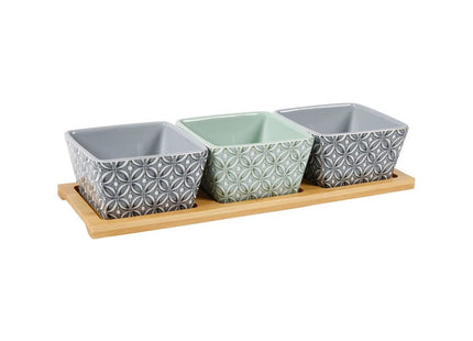 Set de aperitivo de cerámica en verde y negro - 34843