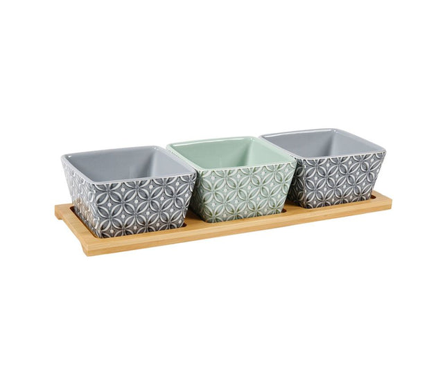 Set de aperitivo de cerámica en verde y negro - 34843