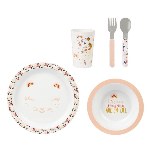 Set de comida infantil "Gato" 5 piezas - 34996