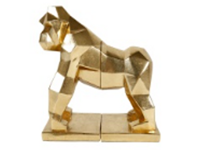 Sujeta libros de resina "Gorila" dorado - 35273