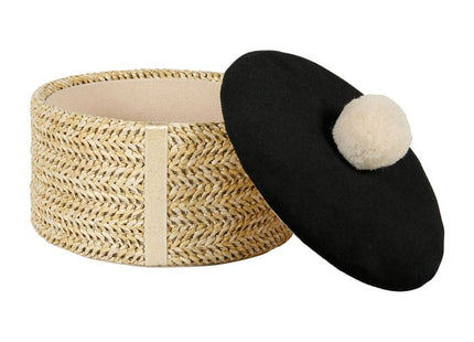 Caja cilíndrica de madera tejida D13,5cm - 35301