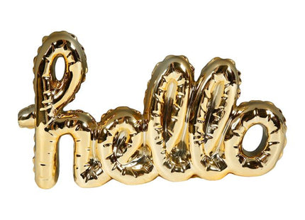 Decoración con palabra "Hello" de cerámica en dorado - 35302