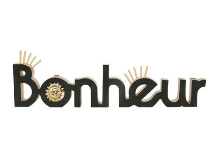 Palabra decorativa "Bonheur" de madera 34x10cm - 35329