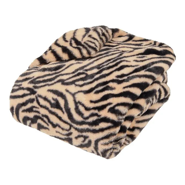 Manta "Orana" negra estampada de piel sintética, 160x120cm - 212455A
