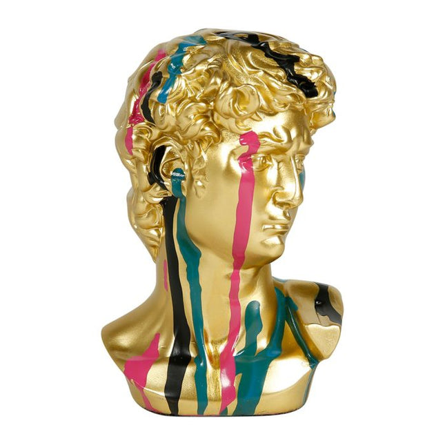 Busto de vinilo dorado con manchas multicolor - 35782