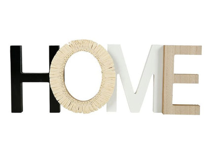 Palabra decorativa "Home" de madera y rafia 38x14cm - 35837