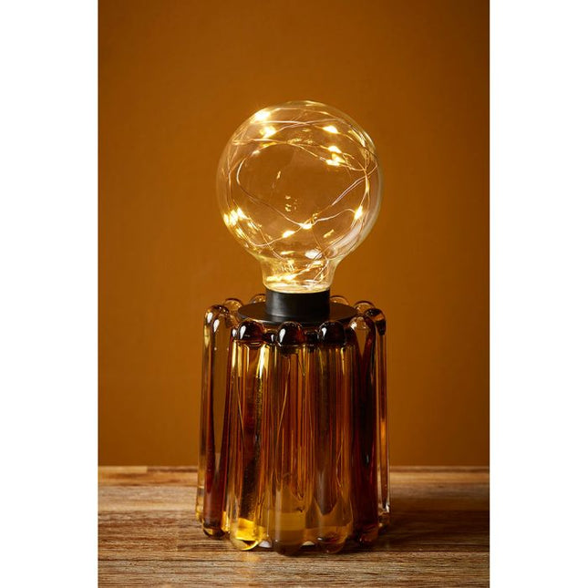 Velador a pilas de cristal dorado "Oblong" - 35839