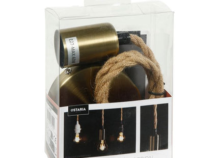 Lámpara suspendida de cuerda y metal dorado A90cm - 36150