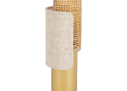 Velador "Bourgeon" de metal y bambú, beige y dorado A28cm - 36202