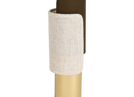 Velador "Bud" de metal verde y dorado pantalla de lino - 36203