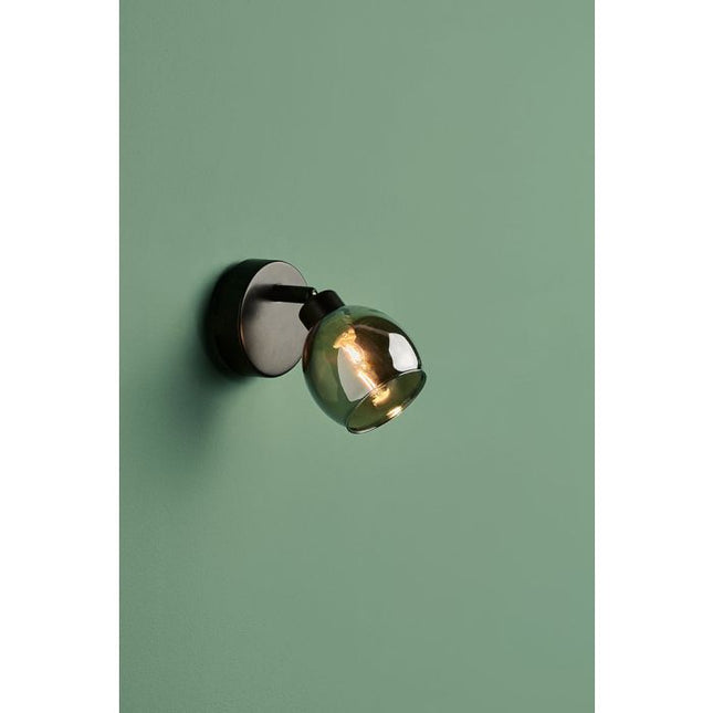 Aplique "Luna" de metal negro 1 ABJ de vidrio - 36209