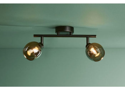 Aplique "Luna" de metal negro 2 ABJ de vidrio - 36210