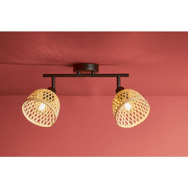 Aplique "Hanoi" de bambú y metal negro 2 ABJ - 36216