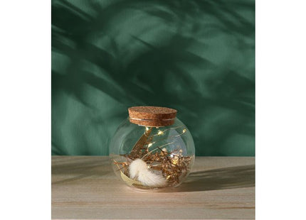 Florero de vidrio Led con flores secas A9cm - 36271
