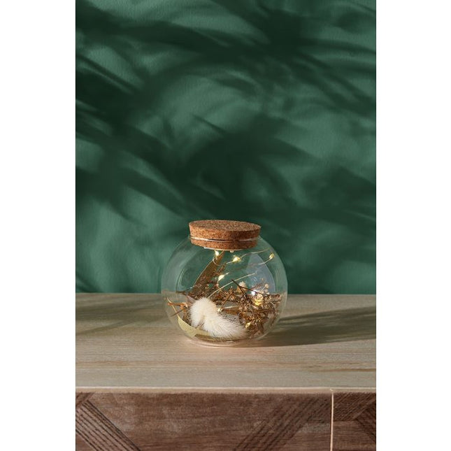 Florero de vidrio Led con flores secas A9cm - 36271