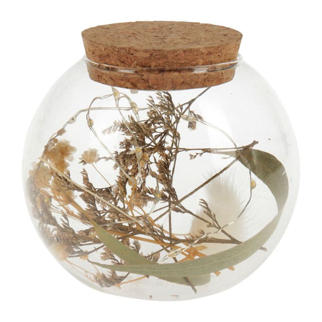 Florero de vidrio Led con flores secas A9cm - 36271