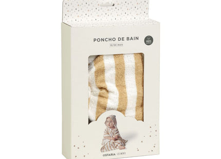 Salida de baño  de felpa con rayas color arena - 36316