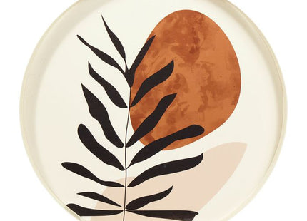 Bandeja redonda "Hojas" de metal  D34cm - 36393