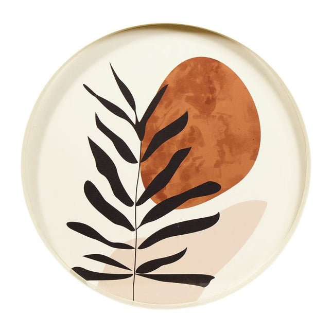 Bandeja redonda "Hojas" de metal  D34cm - 36393