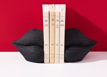 Sujeta libros "Lips" de resina y pedrería negra - 36414