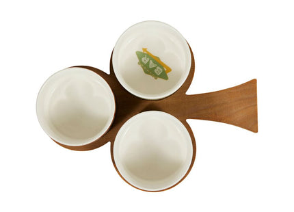 Set de aperitivo de madera y cerámica "Juego de cartas" Verde Rojo Negro - 36452