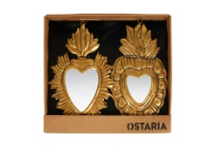 Espejo de metal dorado "Corazón" - 36498