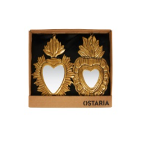 Espejo de metal dorado "Corazón" - 36498