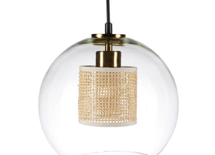 Lámpara suspendida "Sicilia" de vidrio y bambú D25cm - 36703