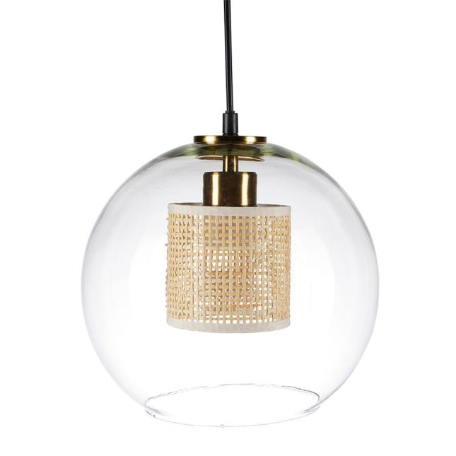 Lámpara suspendida "Sicilia" de vidrio y bambú D25cm - 36703