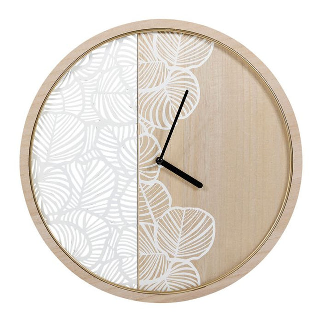 Reloj de pared "Calathéa" de madera y metal D40cm - 36754