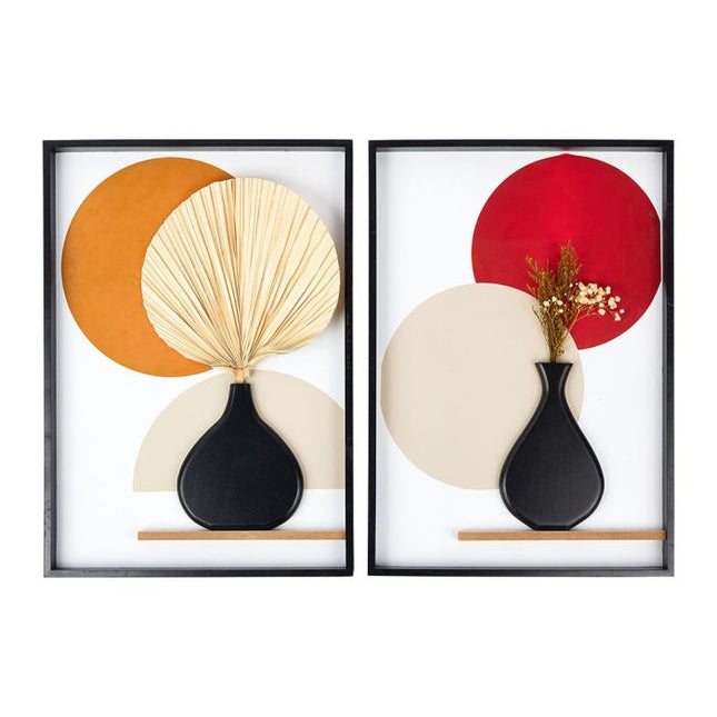 Deco pared con jarrón con flores secas 32x45cm - 36863