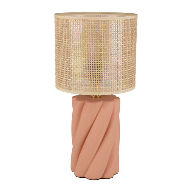 Velador de cerámica trenzada "Twist" terracota y dorado A43cm - 36932