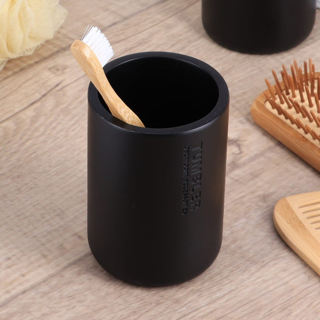 Vaso para cepillos de dientes de resina color negro mate - 61101237