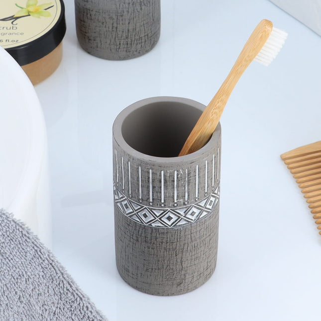 Vaso para cepillos de dientes de cemento gris decorado - 61118180