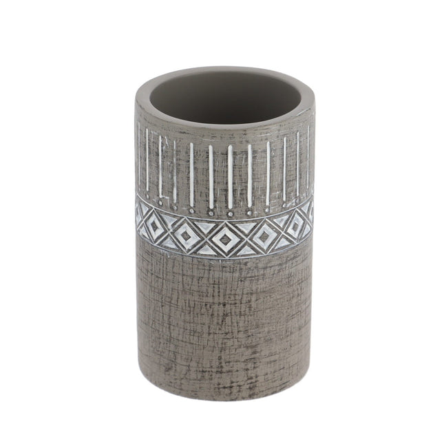 Vaso para cepillos de dientes de cemento gris decorado - 61118180